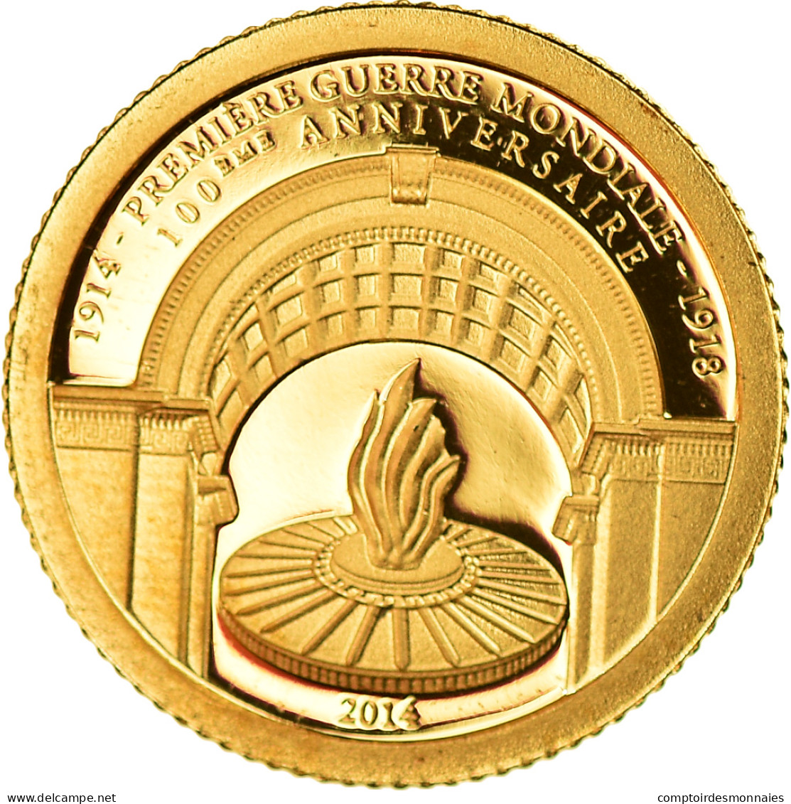 Monnaie, Gabon, Première Guerre Mondiale, 1000 Francs, 2014, FDC, Or - Gabon