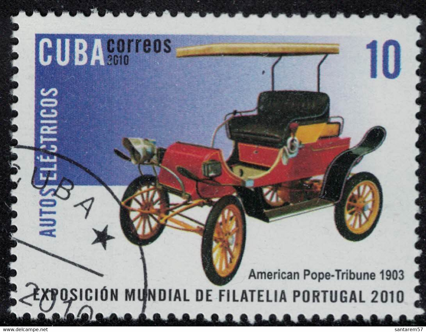 Cuba 2010 Oblitéré Used Voiture American Pope Tribune De 1903 SU - Used Stamps