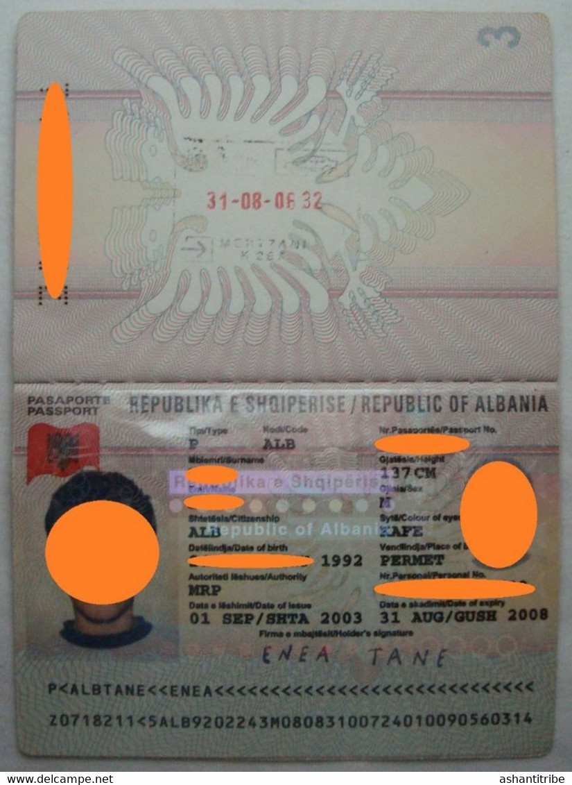 Albania Expired Passport Reisepass Passeport #3 - Historical Documents