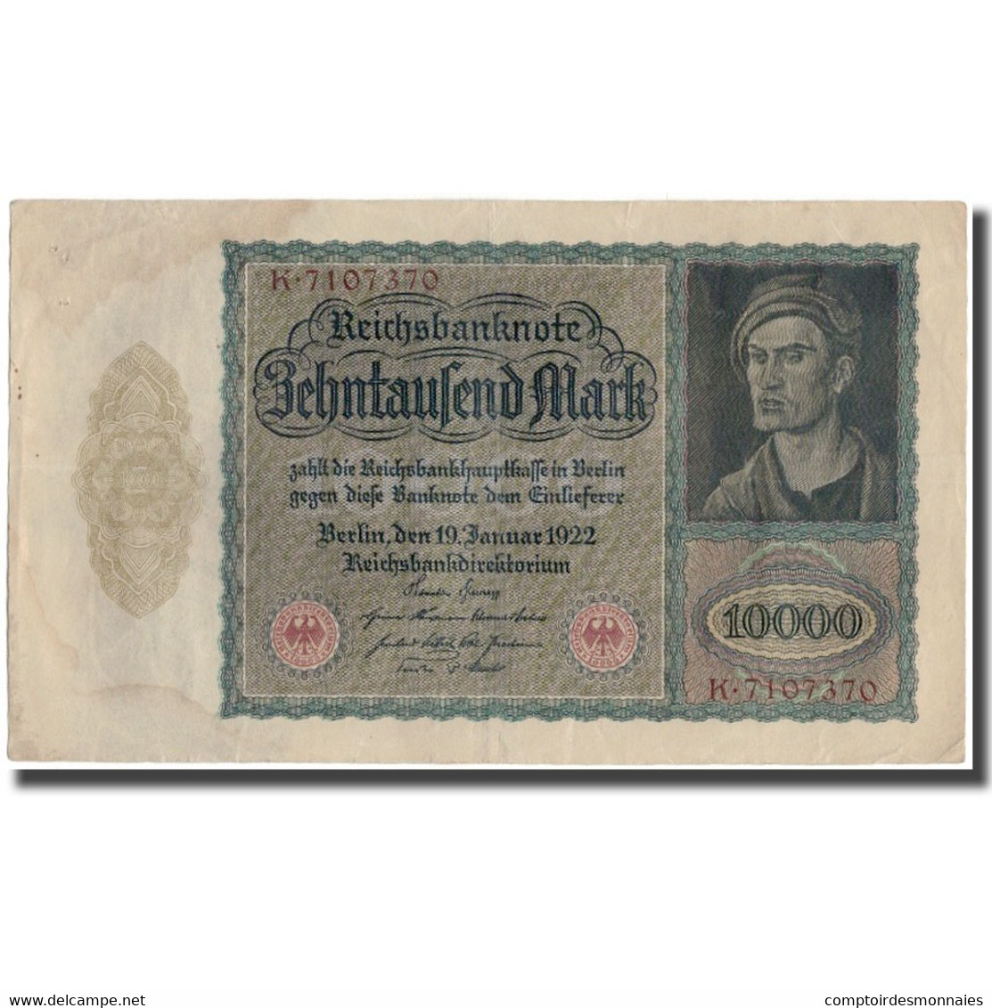 Billet, Allemagne, 10,000 Mark, 1922, KM:71, TTB - 10000 Mark