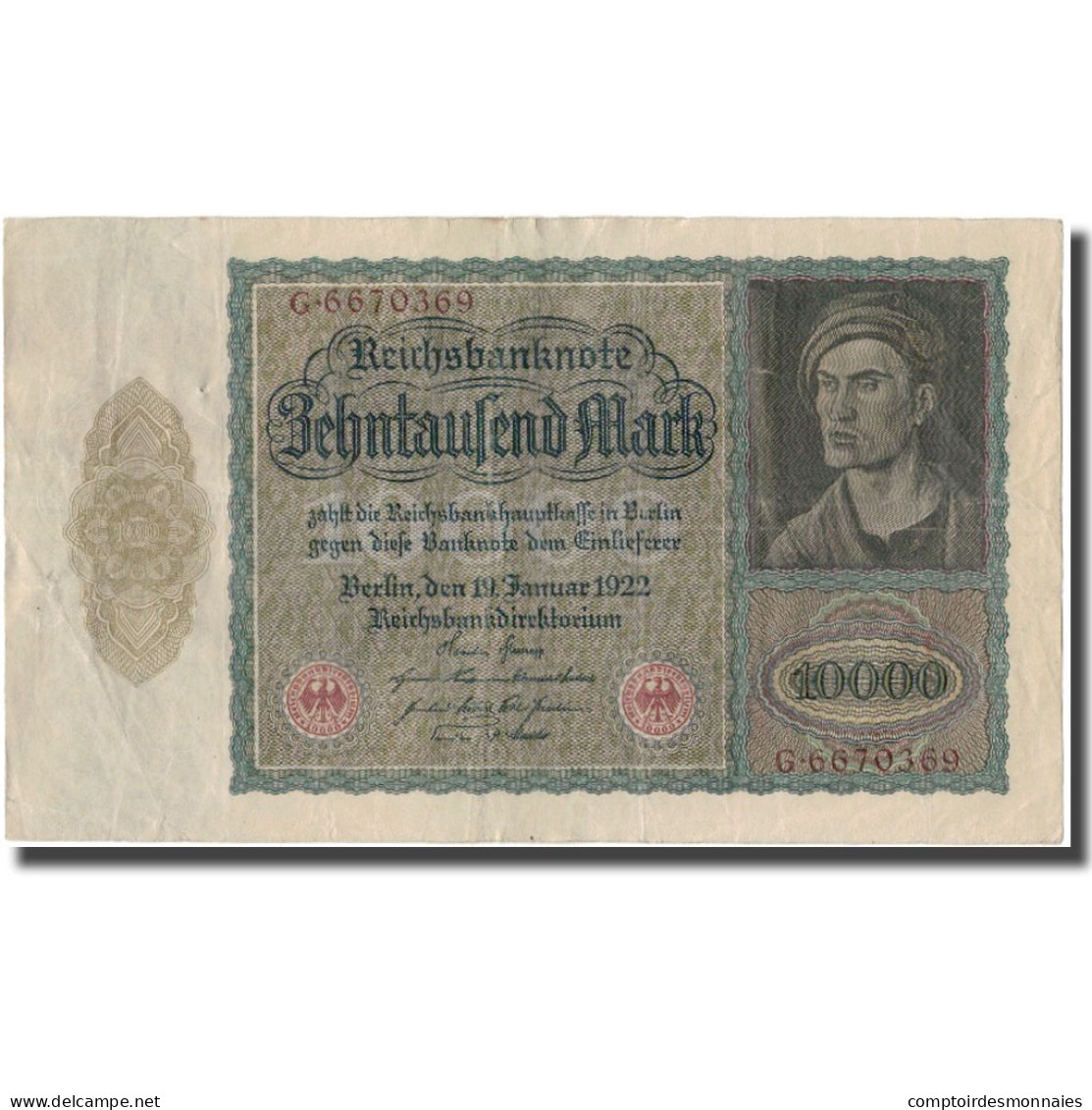 Billet, Allemagne, 10,000 Mark, 1922, KM:71, TTB - 10000 Mark