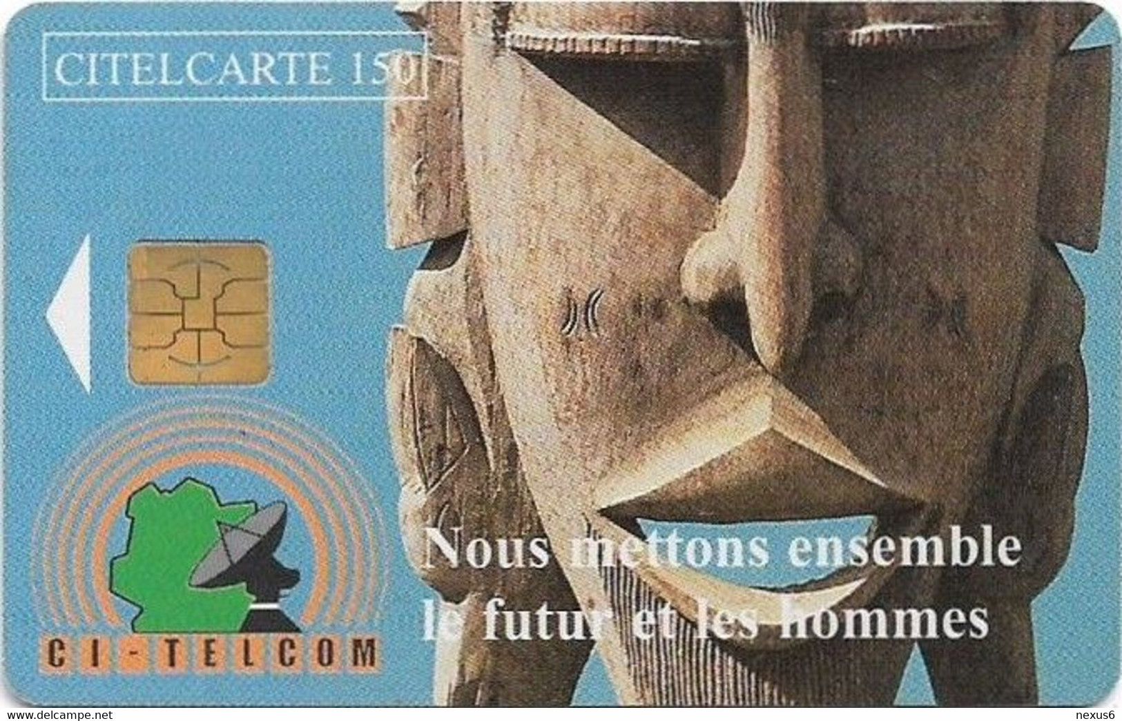 Ivory Coast - CI-Telcom - Carved Mask, Chip Philips, 150Units, 25.500ex, Used - Costa D'Avorio