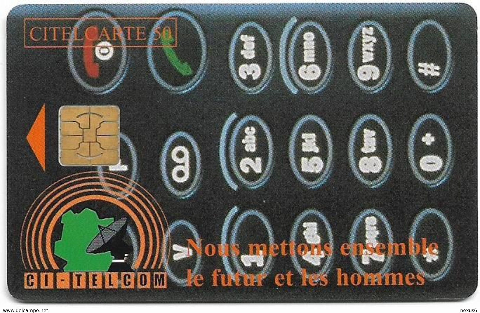 Ivory Coast - CI-Telcom - Telephone Dial, Chip Philips, 50Units, 120.000ex, Used - Ivoorkust