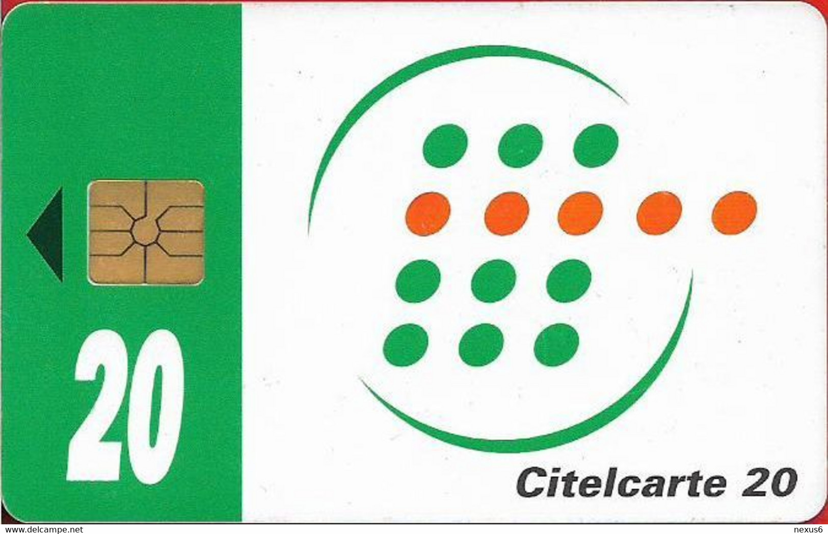 Ivory Coast - CI-Telcom - Chip - Green Band Card, Chip Gem1A Symmetric Black, 20Units, Used - Côte D'Ivoire