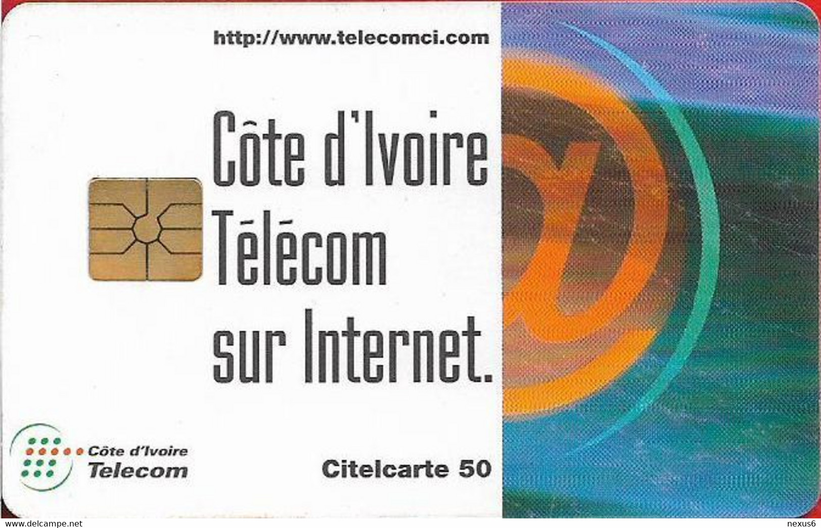 Ivory Coast - CI-Telcom - Telecom Sur Internet, Gem1A Symmetric Black, 50Units, Used - Costa De Marfil