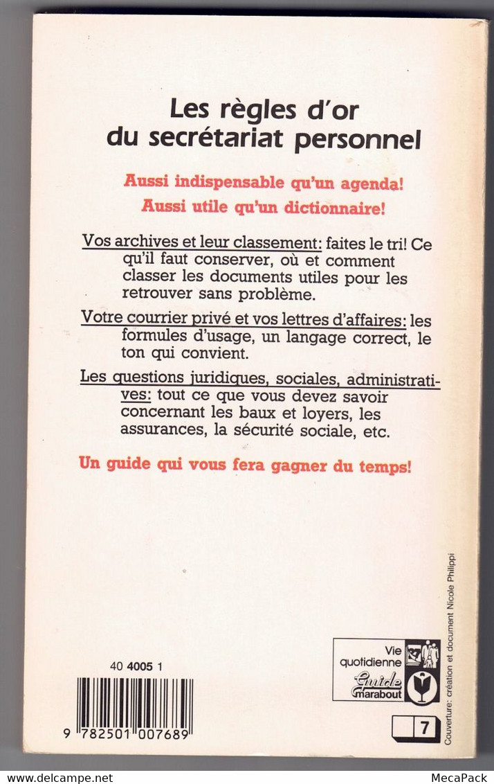 Elisabeth Lange - Les Règles D'or Du Secrétariat Personnel - Marabout GM5 (1985) - Comptabilité/Gestion