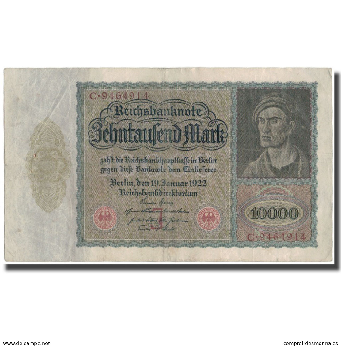 Billet, Allemagne, 10,000 Mark, 1922, KM:70, TB+ - 10.000 Mark