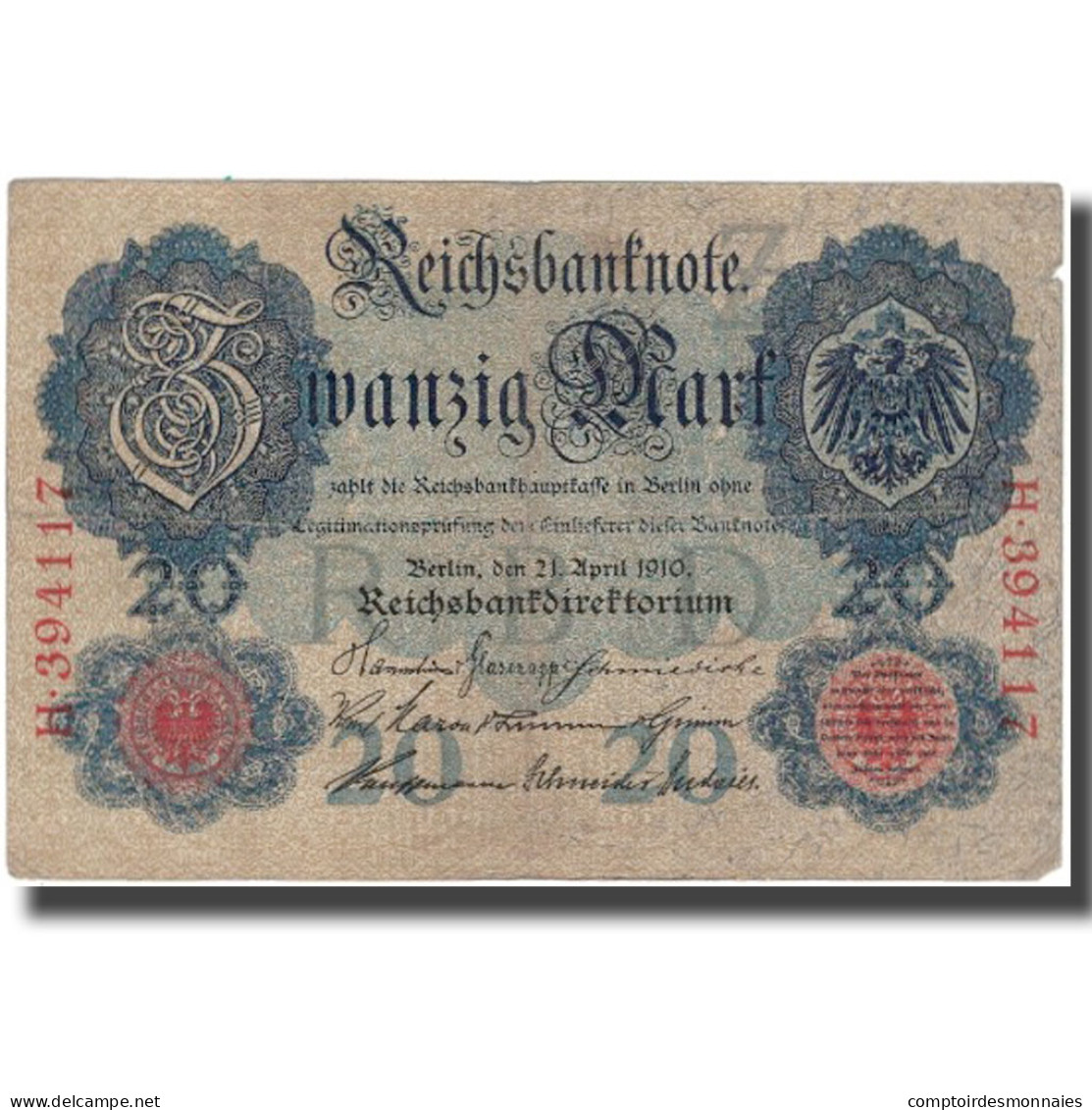 Billet, Allemagne, 20 Mark, 1910, KM:40a, TB+ - 20 Mark