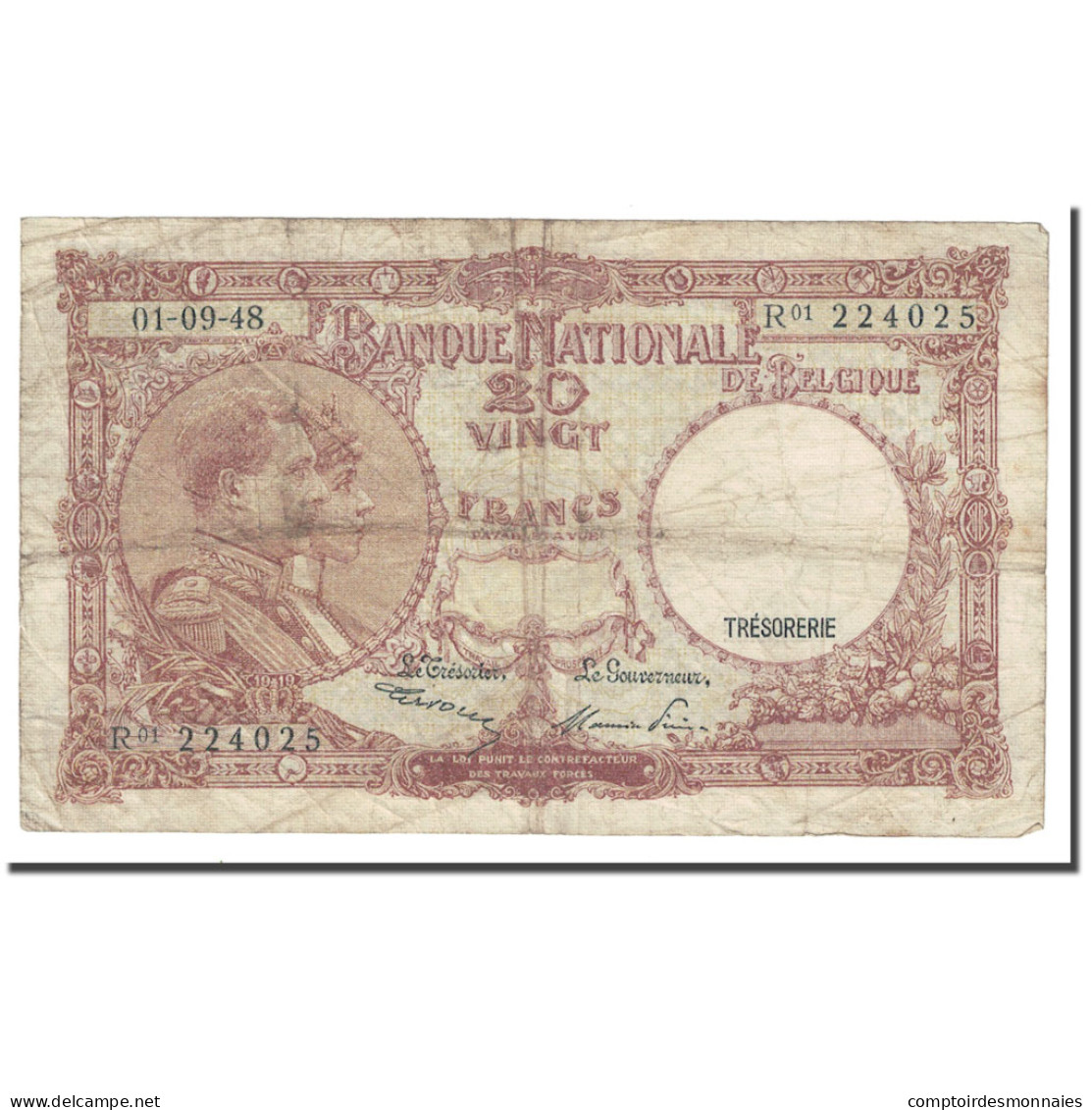 Billet, Belgique, 20 Francs, 1948, 1948-09-01, KM:98b, TB - 20 Franchi