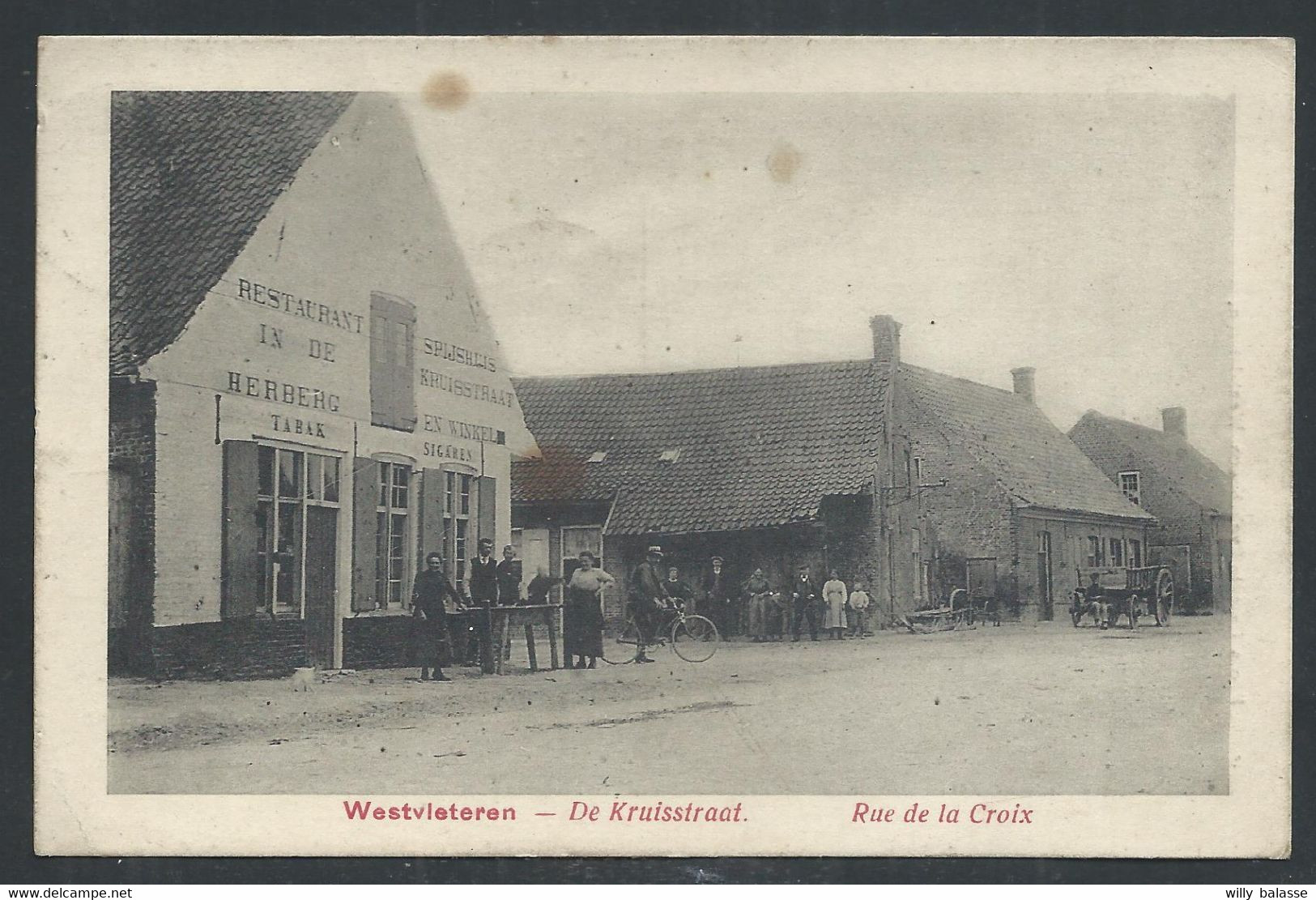 +++ CPA - WESTVLETEREN - Vleteren - De Kruisstraat - Rue De La Croix - Restaurant Tabac Cigares - Tabak - Sigaren  // - Vleteren