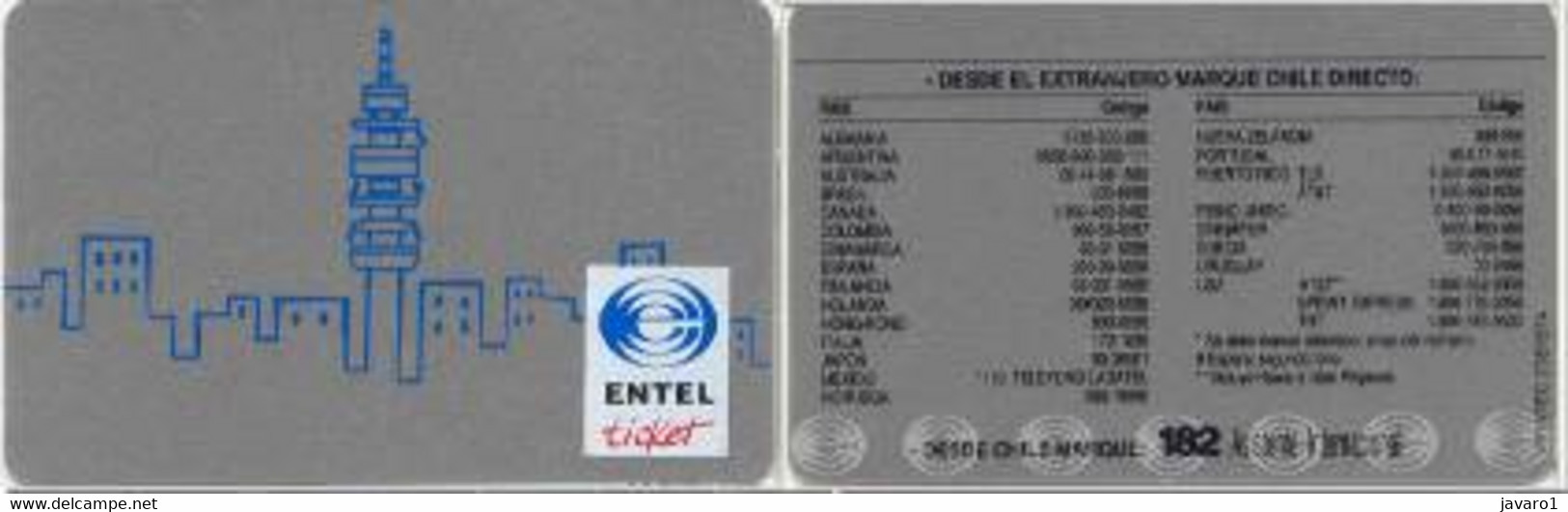 CHILI : CHLREM1 Radio Tower ENTEL TICKET (access Codes) USED - Chili