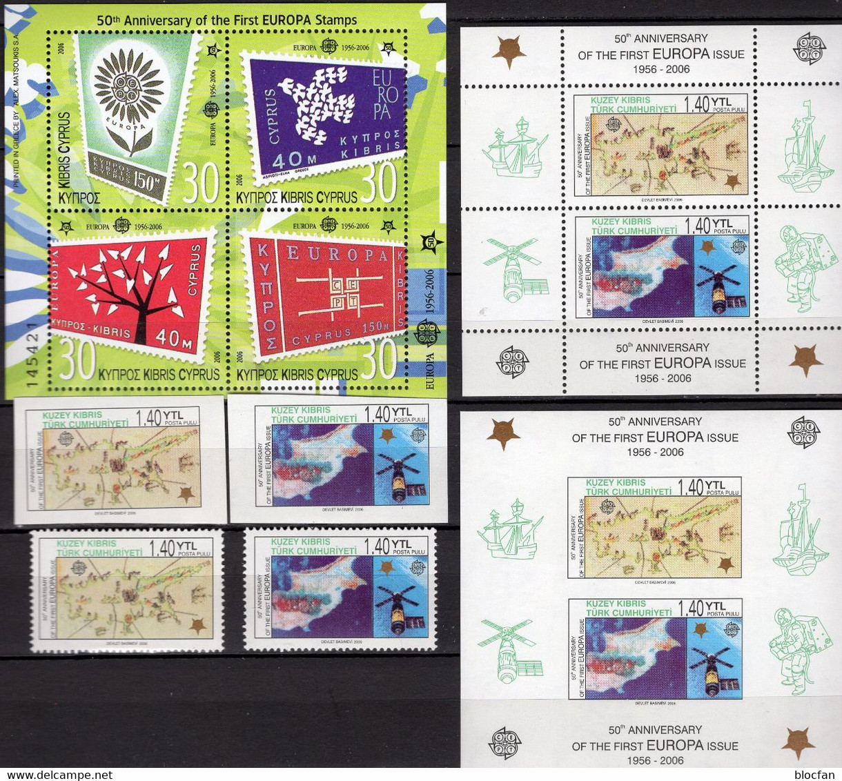 CEPT-Blöcke 2006 TK/Zypern 630/1,Block 24A/B+Bl.25 ** 34€ Stamps On Stamp Ms Hoja Bloc Ss Sheets Bf 50 Years EUROPA - Altri & Non Classificati