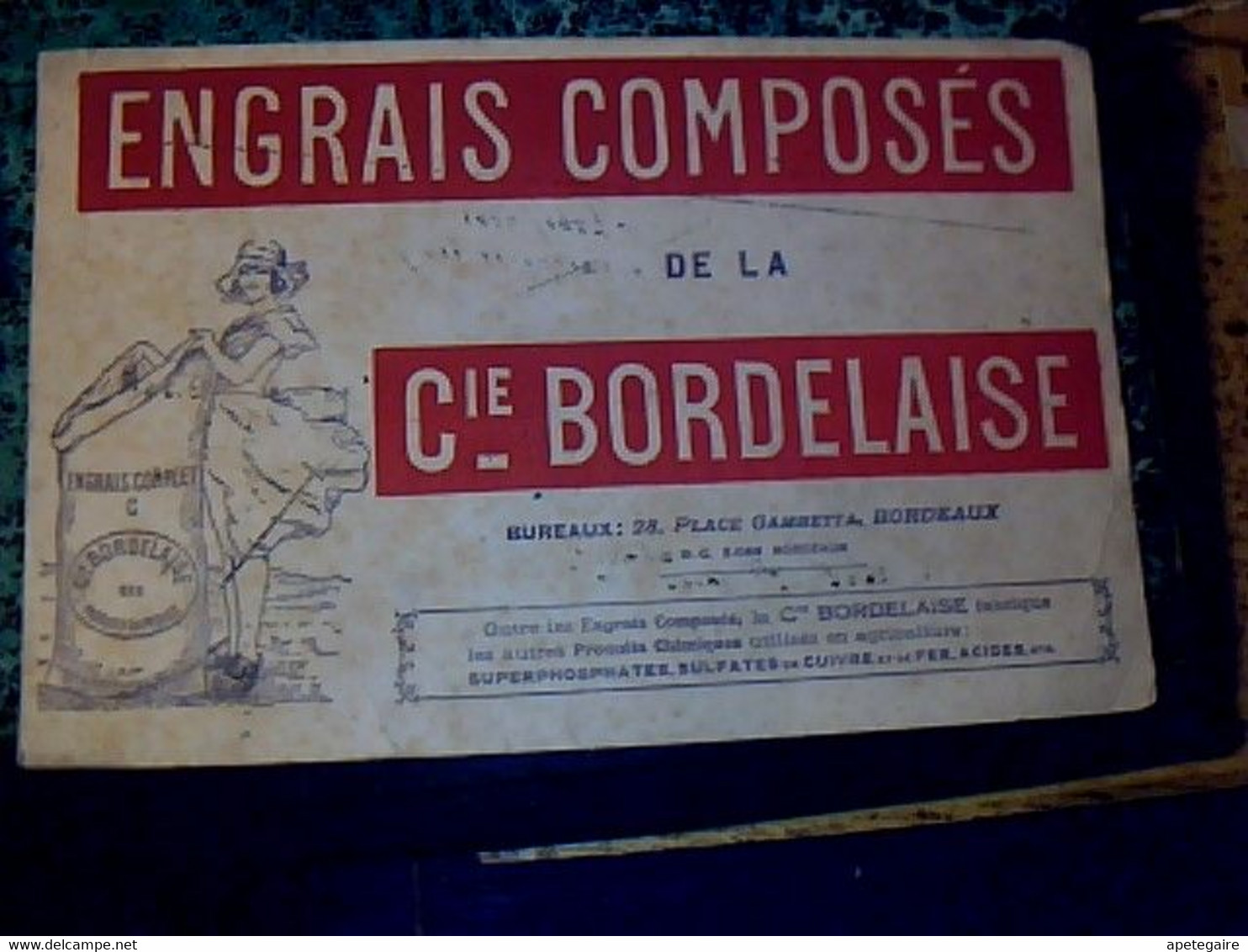 Vieux Papier Buvard D'occasion  Engrais Composés De La  " Cie Bordelaise " - E