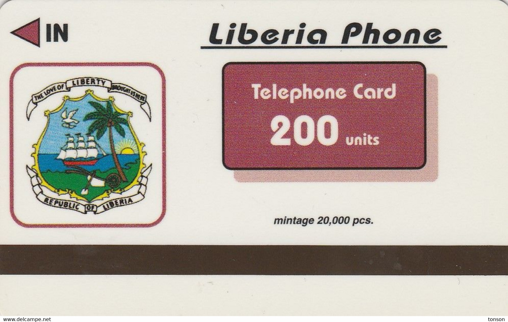 Liberia, F-LR-LP-ANI-0005.09, 200 Units, FAKE Card, Deer, 2 Scans. - Liberia