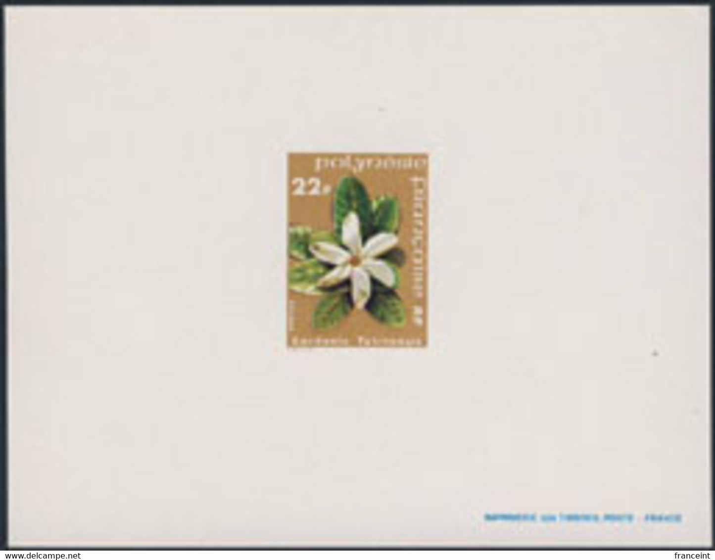 FRENCH POLYNESIA (1979) Tahitian Gardenia. Deluxe Sheet. Scott No 303, Yvert No 129. - Imperforates, Proofs & Errors