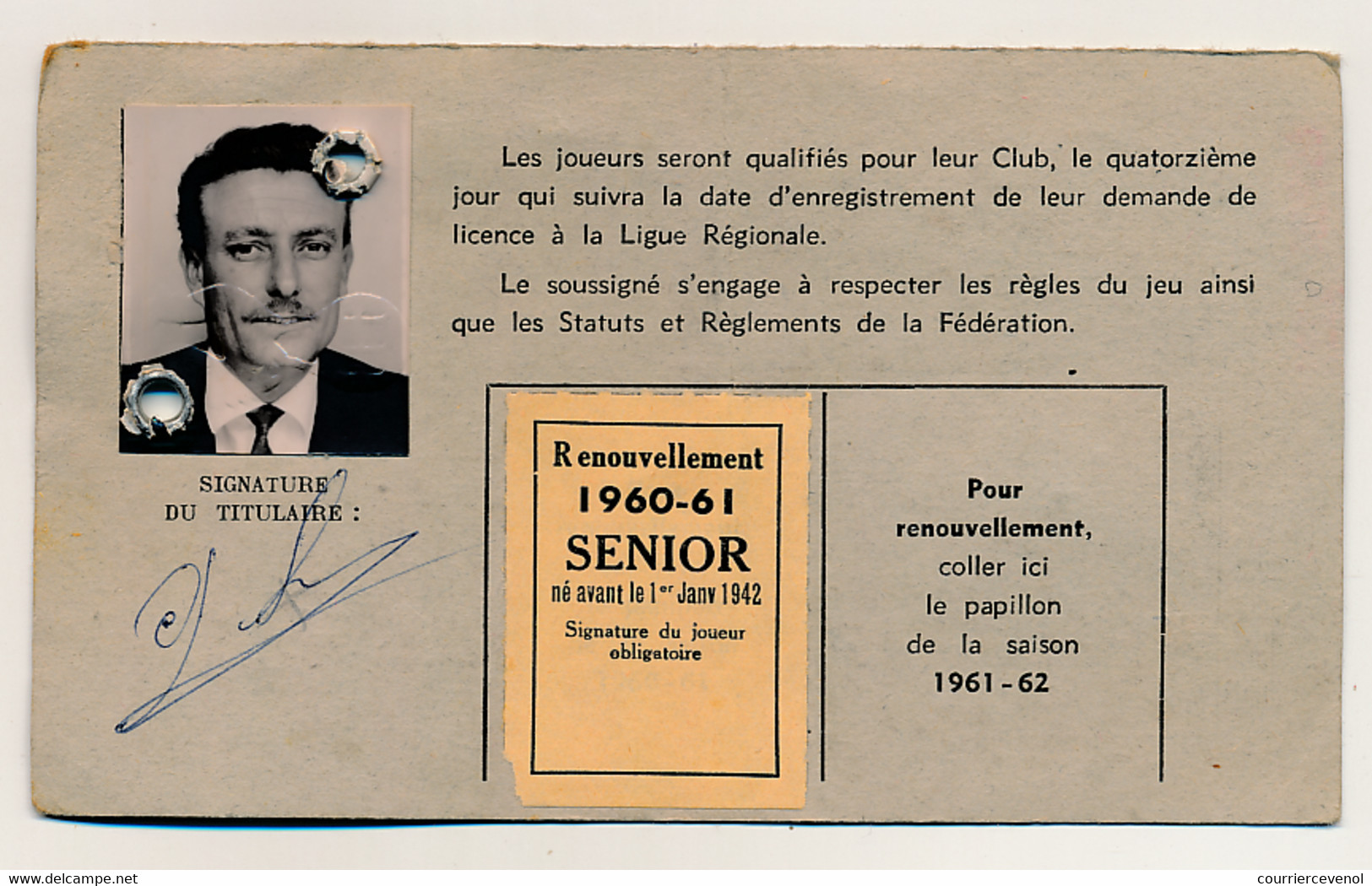 Fédération Française De Football - Licence Corporative Senior - 1959/60 - Ligue Régionale D'Alger - Andere & Zonder Classificatie