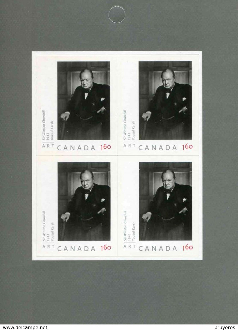 FEUILLET** De 2008 Du CANADA De 4 Timbres Adhésifs "Portraits De WINSTON CHURCHIll (1941) Du Photographe YOUSUF KARSH" - Blocs-feuillets