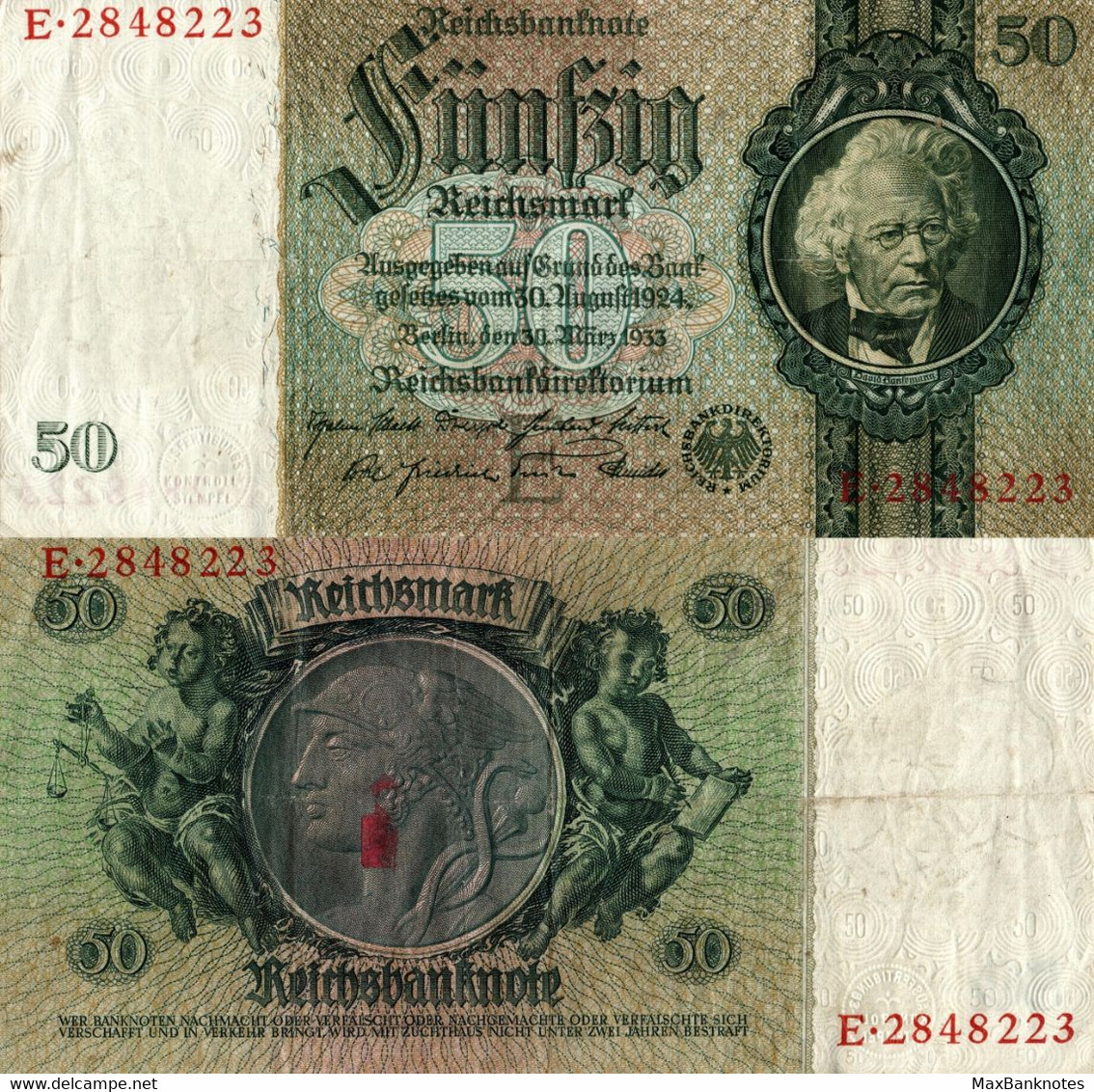 Germany / 50 Reichsmark / 1933 / P-182(a) / VF - 50 Reichsmark