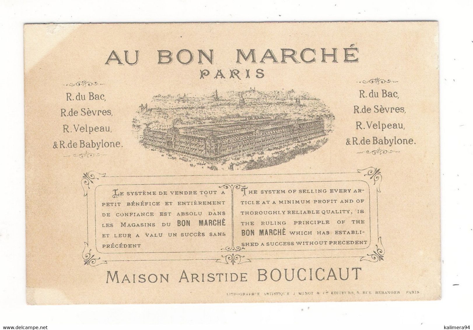DEPART  D' UN  CERF-VOLANT  /  Chromo " AU BON MARCHE, Maison Aristide BOUCICAUT, Paris " /  Vers 1890 - Sonstige & Ohne Zuordnung