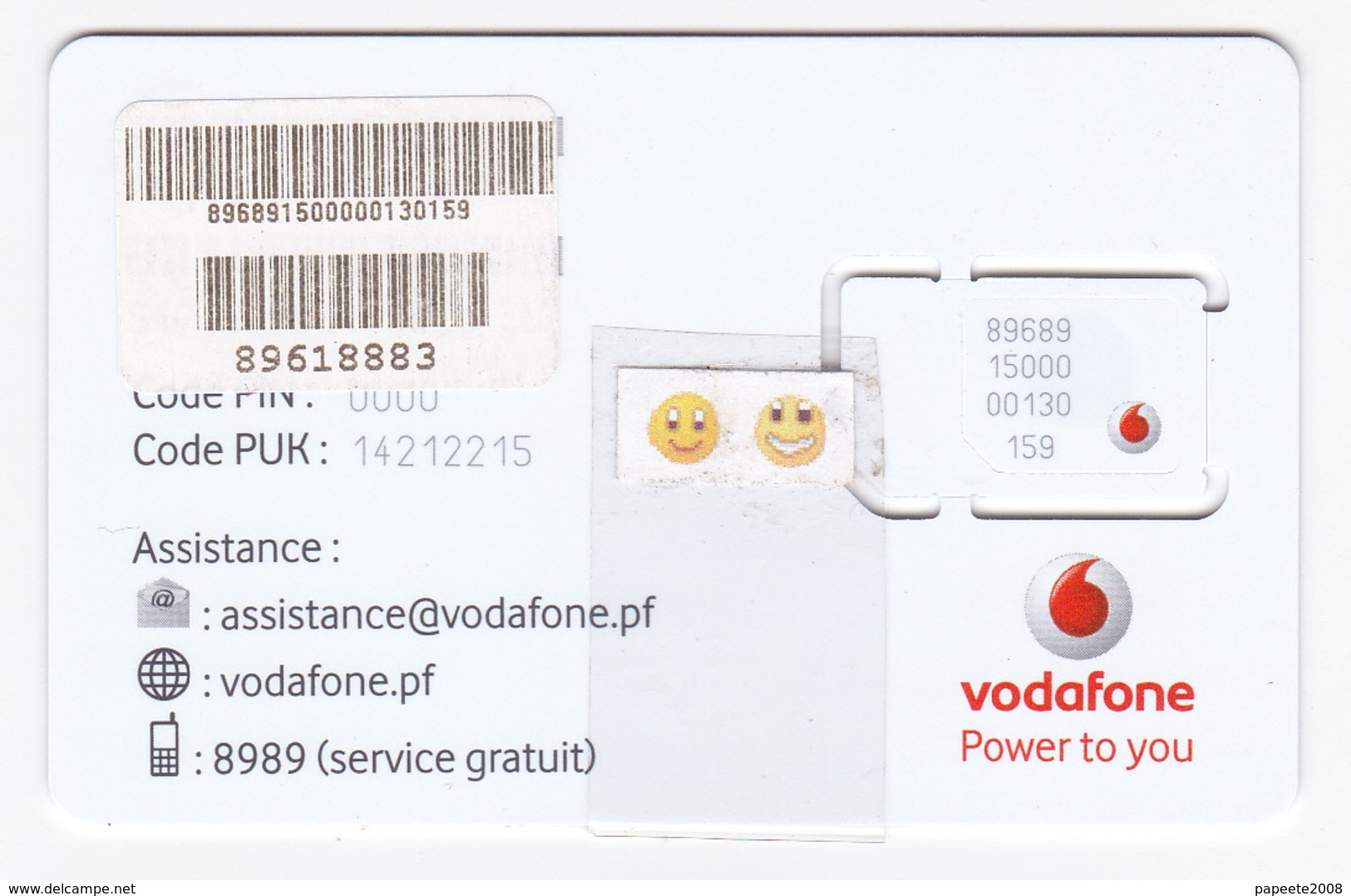 Polynésie Française/Tahiti-Vodafone/GSM/Plastifiée Rouge Et Noire 2eme Mdle - Carte à Puce Détachable Pour Tel. Portable - Polynésie Française