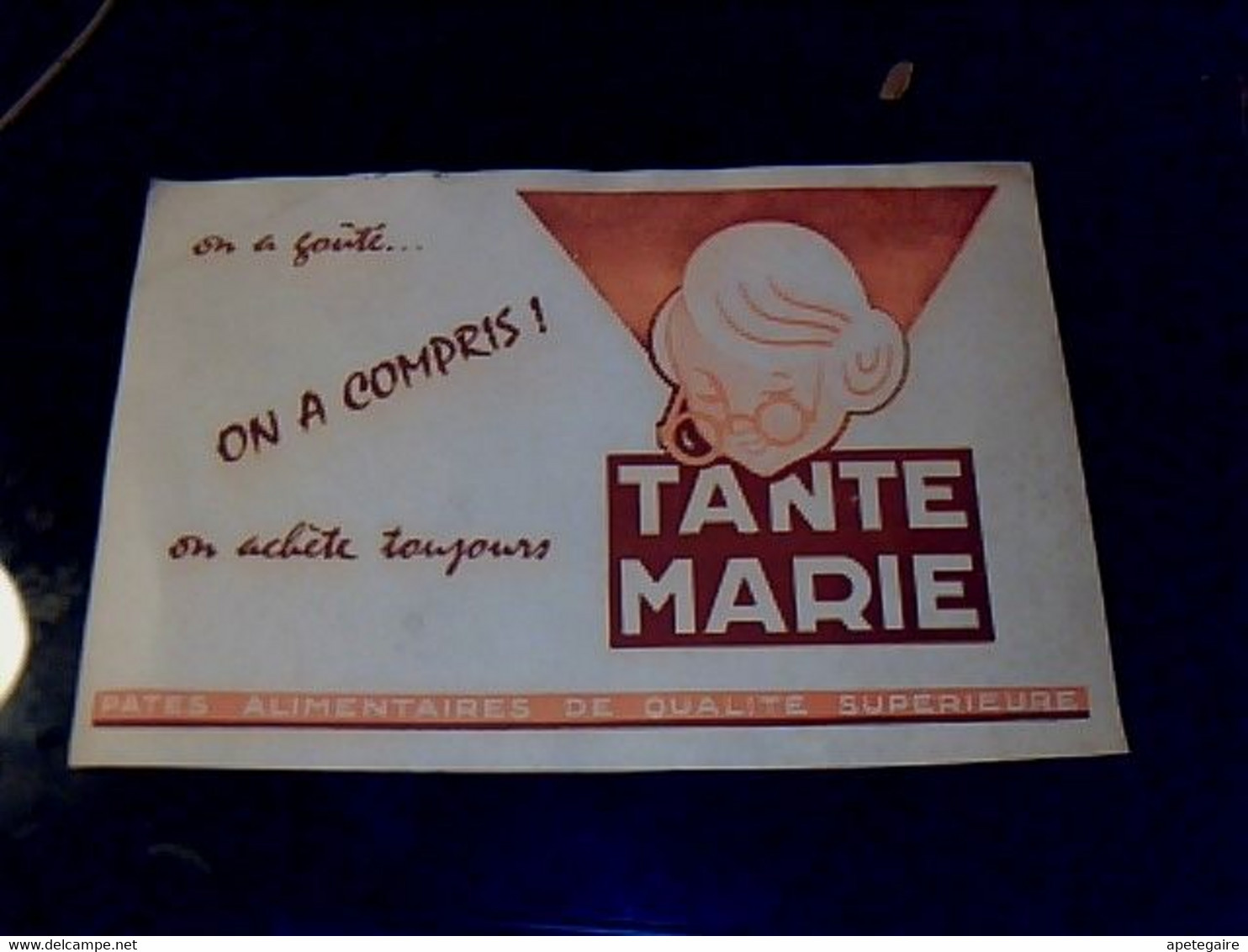 Vieux Papier Buvard D'occasion Pâtes Alimentaires De Tante-Marie - P