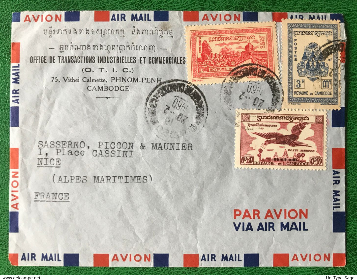 Cambodge Divers Dont Poste Aérienne Sur Enveloppe De Phnom-Penh Pour Nice 20.2.1960 - (B3527) - Kambodscha