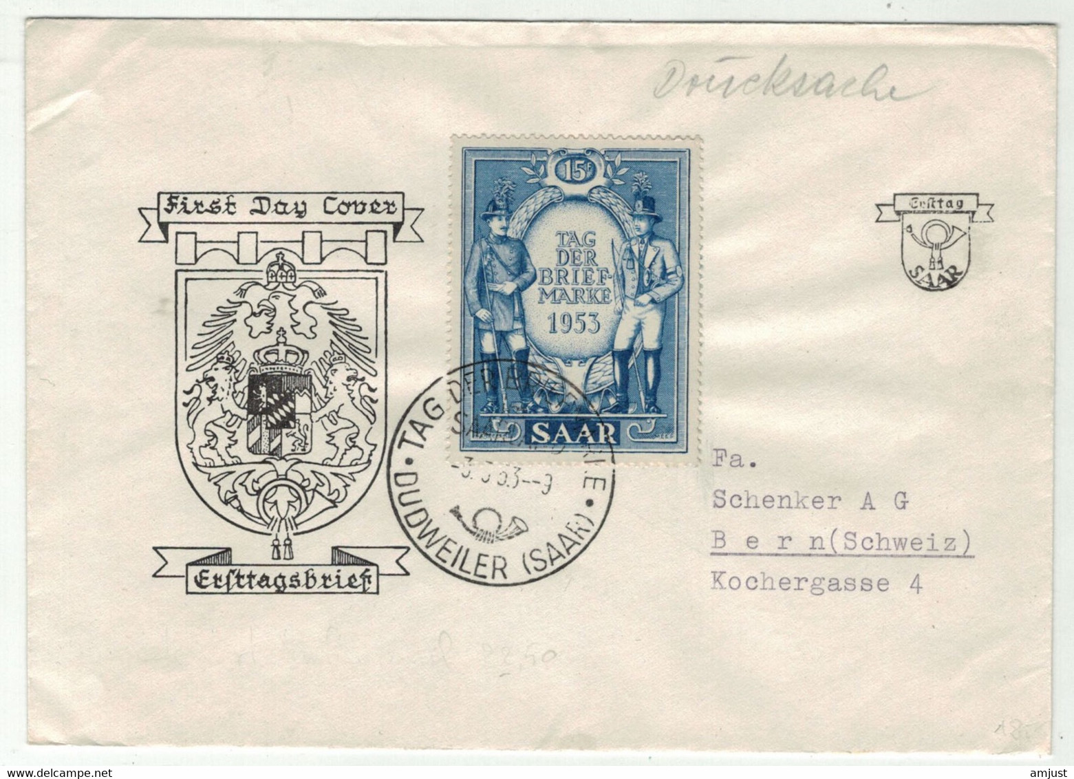 Sarre // Journée Du Timbre 1953- Tag Der Briefmarken - Storia Postale