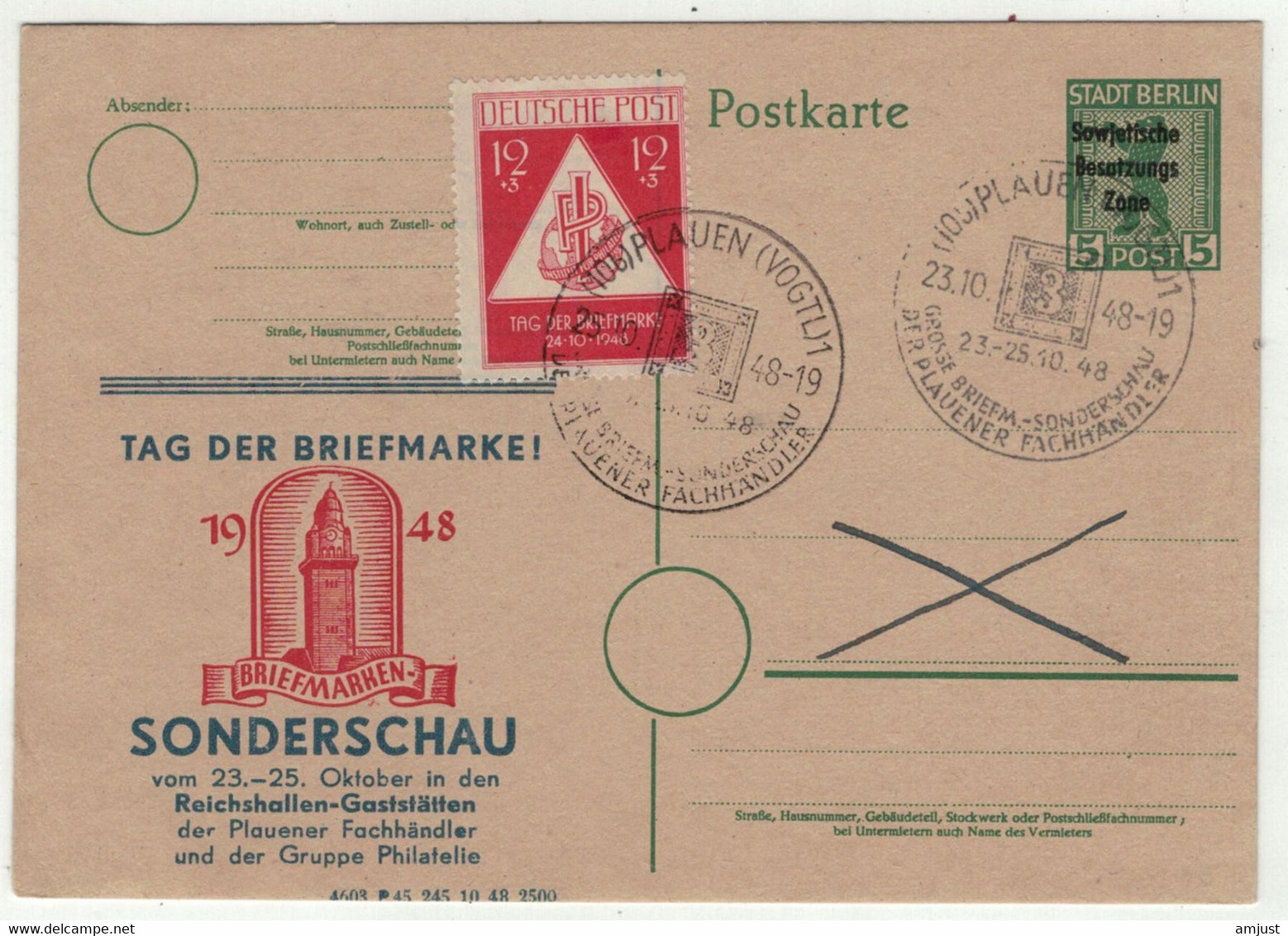 Berlin // Journée Du Timbre 1948- Tag Der Briefmarken - Postkarten - Gebraucht