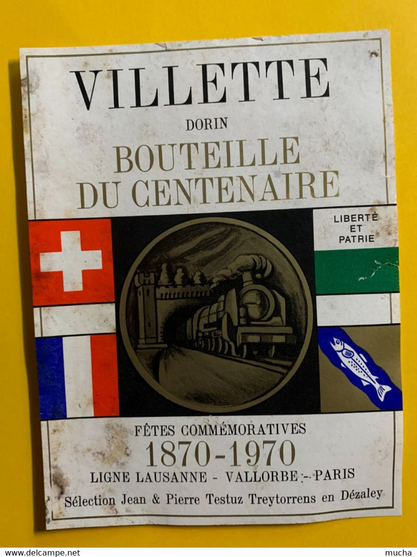 17511 - Bouteille Du Centenaire 1870-1970 Ligne Lausanne-Vallorbe-Paris Dorin Villette - Treinen