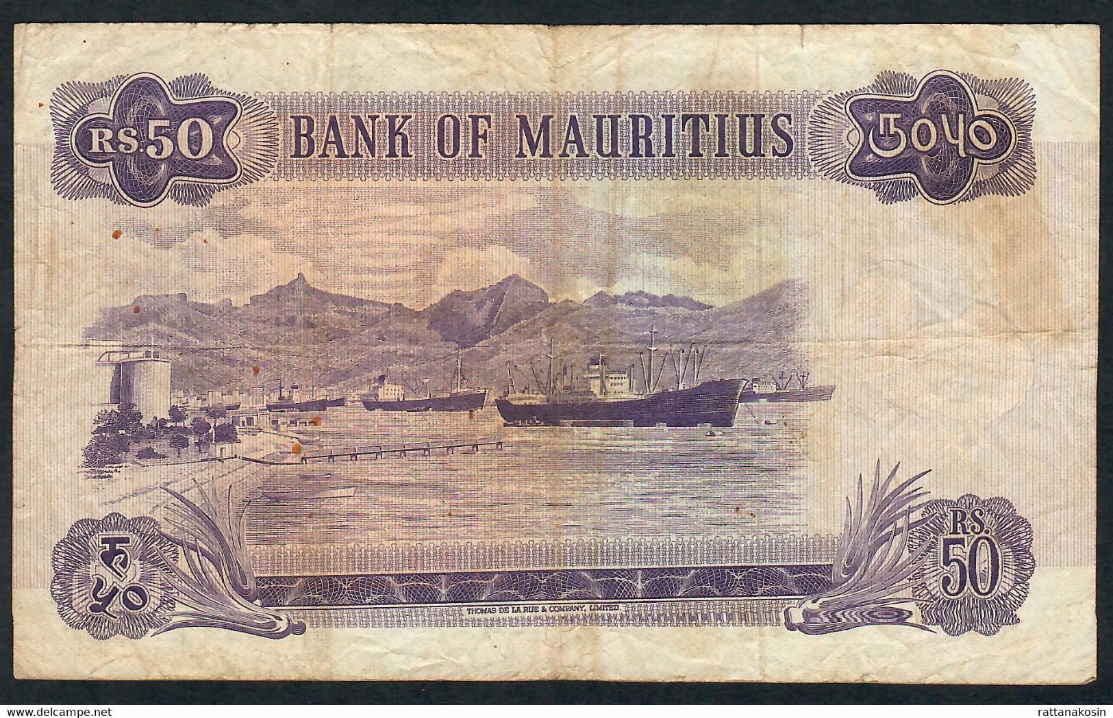 MAURITIUS P33b 50 RUPEES 1967  #A/2  Signature 2      VF    NO P.h. - Mauritius