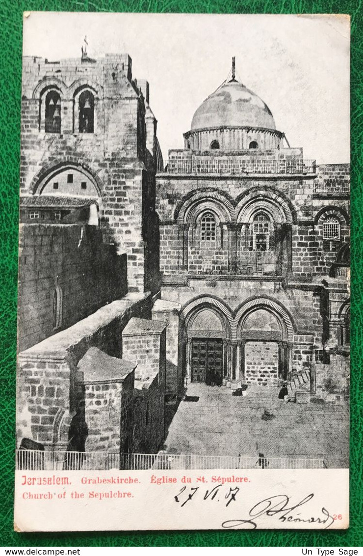 Levant N°13 Sur CPA, TAD JERUSALEM PALESTINE Pour Bollène 27.6.1907 - (B232) - Cartas & Documentos