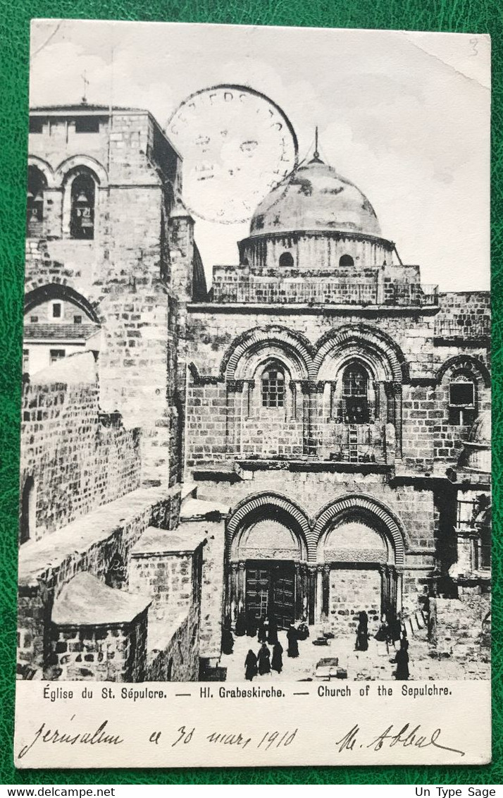 Levant N°13 Sur CPA, TAD JERUSALEM PALESTINE Pour La France 30.3.1910 - (B234) - Storia Postale