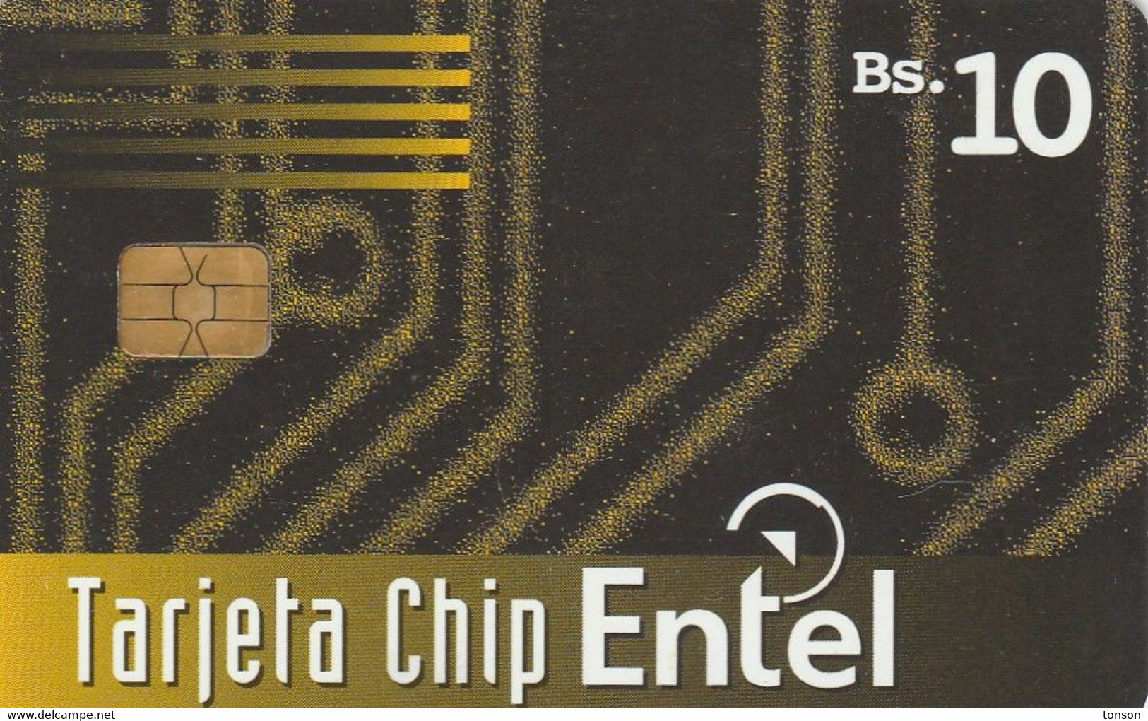 Bolivia, BO-ENTEL-064, First Chipcard Issue, Abstract Brown Design, 2 Scans. - Bolivië