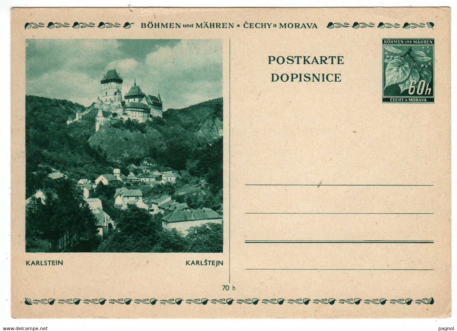 Bohême Et Moravie : Entiers Postaux  ( Château De Karlstein ) - Lettres & Documents