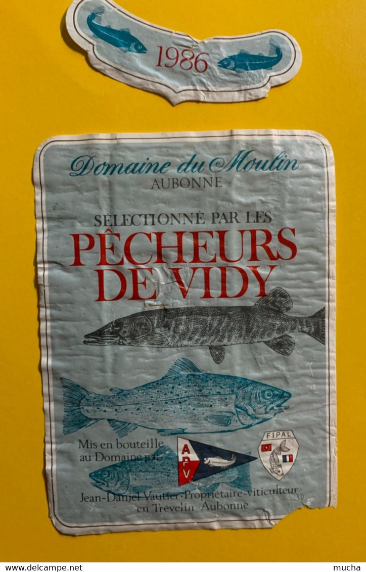 17526 - Domaine Du Moulin Aubonne 1986 Sélectionné Par Les Pêcheurs De Vidy état Moyen - Fische