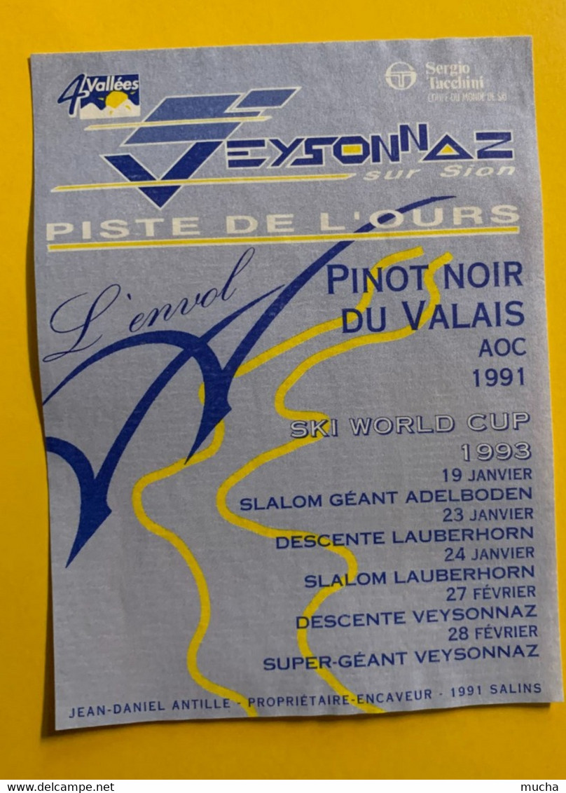 17531 - Piste De L'Ours Veysonnaz Ski World Cup 1993 Pinot Noir L'envol 1991 - Esquí