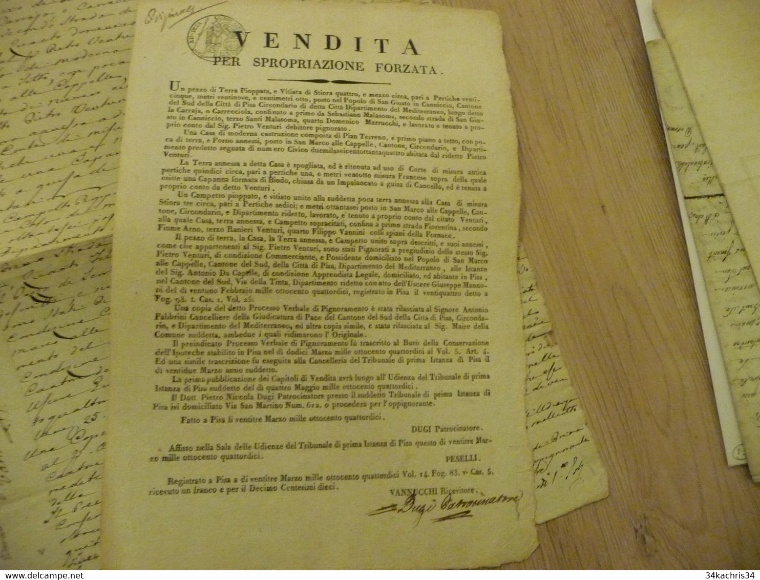 Italie Italia Vente 1 Affiche  1 Manuscrit 1883 Vendita Per Spropriazone Forzata - Gesetze & Erlasse