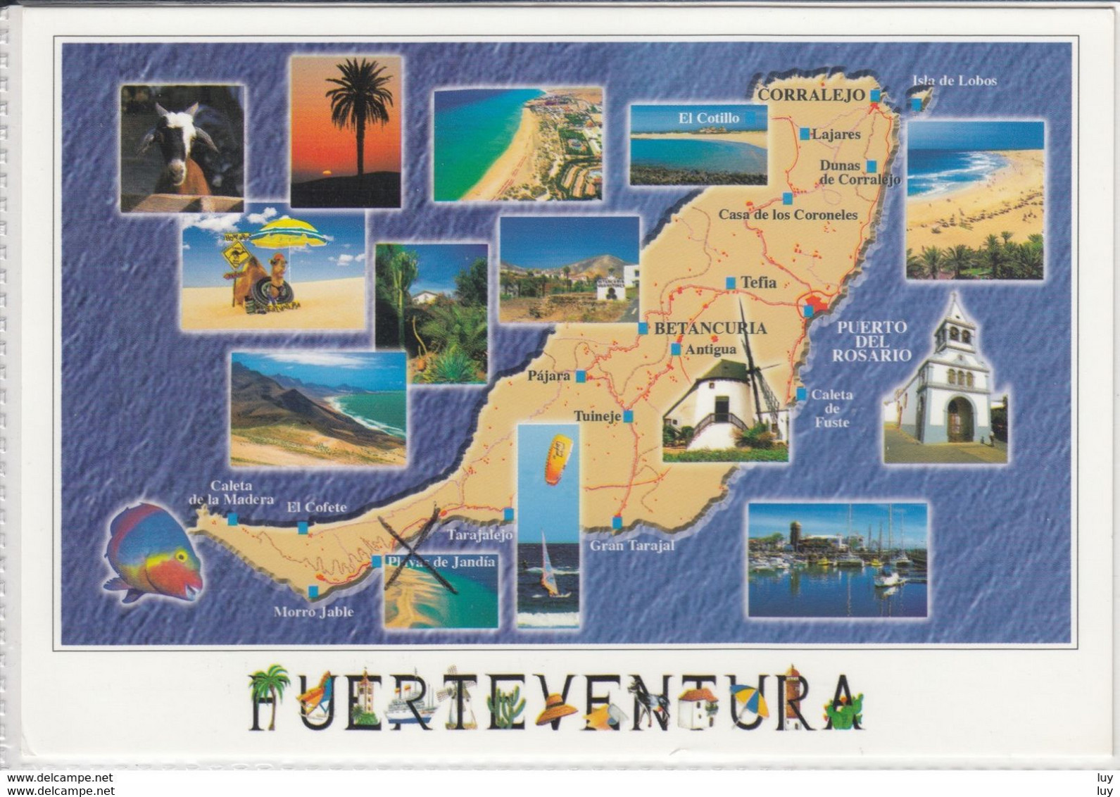 FUERTEVENTURA   Mapa De La Isla   Vista Diverso     Nice Stamp - Fuerteventura