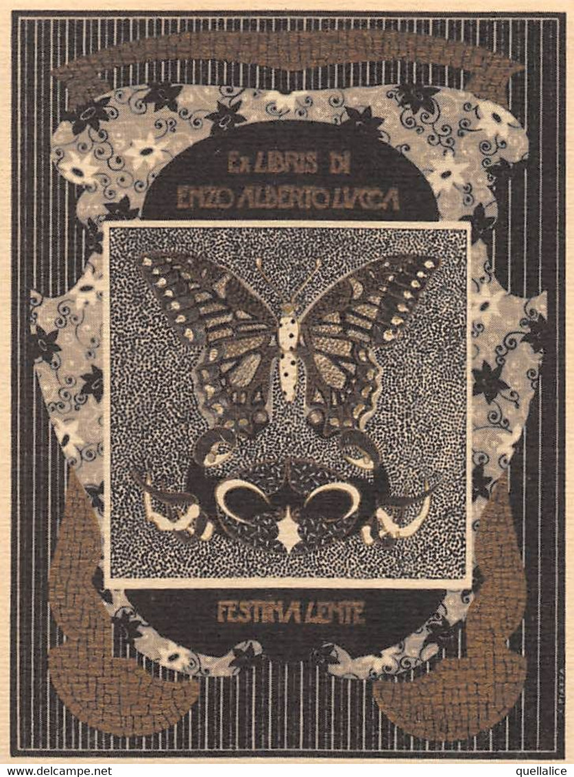 02166 "EX LIBRIS - ENZO ALBERTO - LUCCA - FESTINA LENTE"   FARFALLA. ORIGINALE - Ex-libris