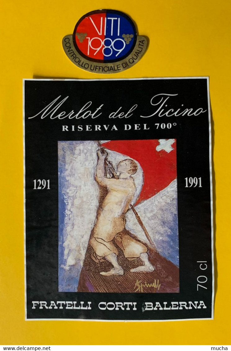 17547 - 700e Anniversaire De La Confédération Merlot Del Ticino 1989 Fratelli Corti Balerna - Arte