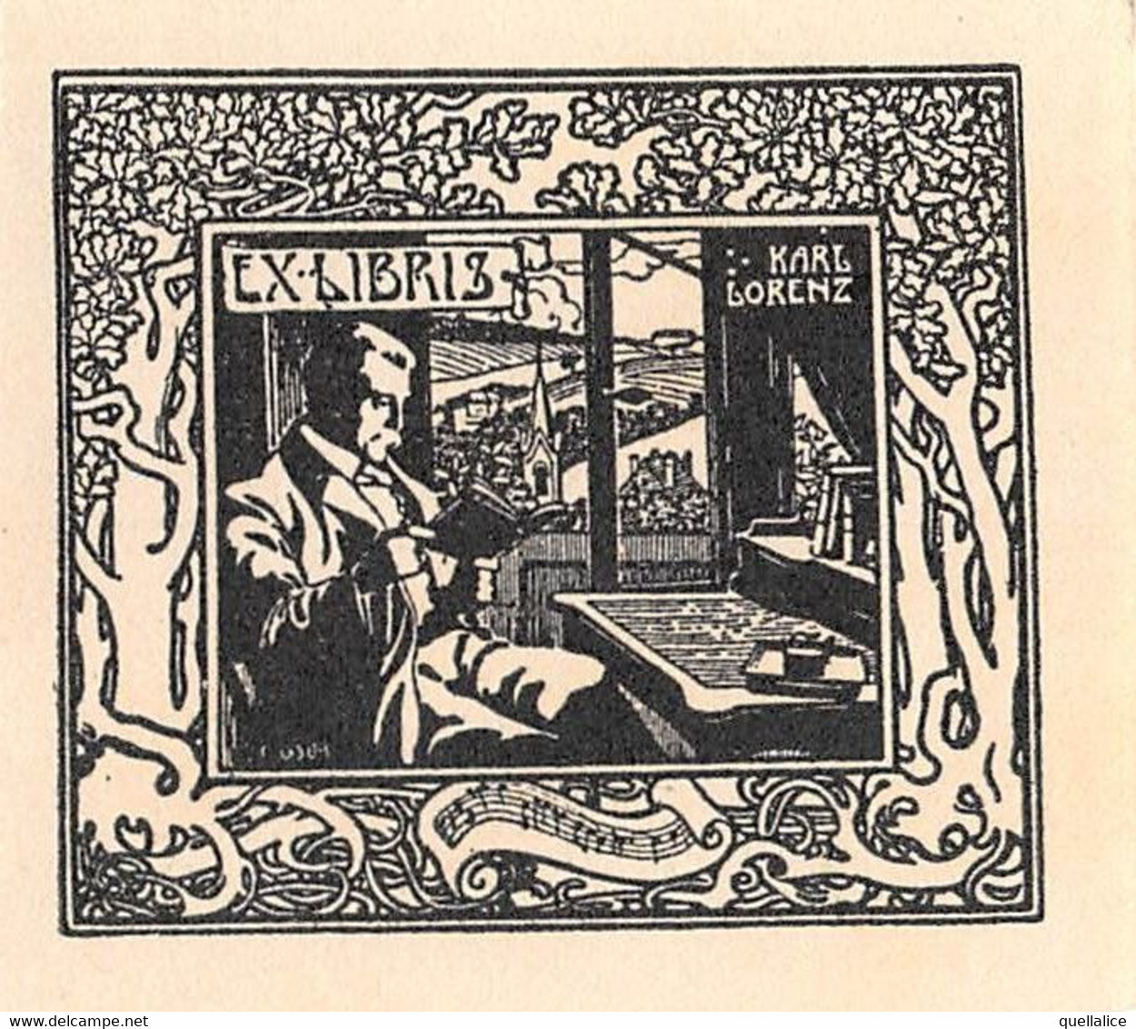 02171 "EX LIBRIS - KARL LORENZ" ANIMATO. ORIGINALE - Ex-libris