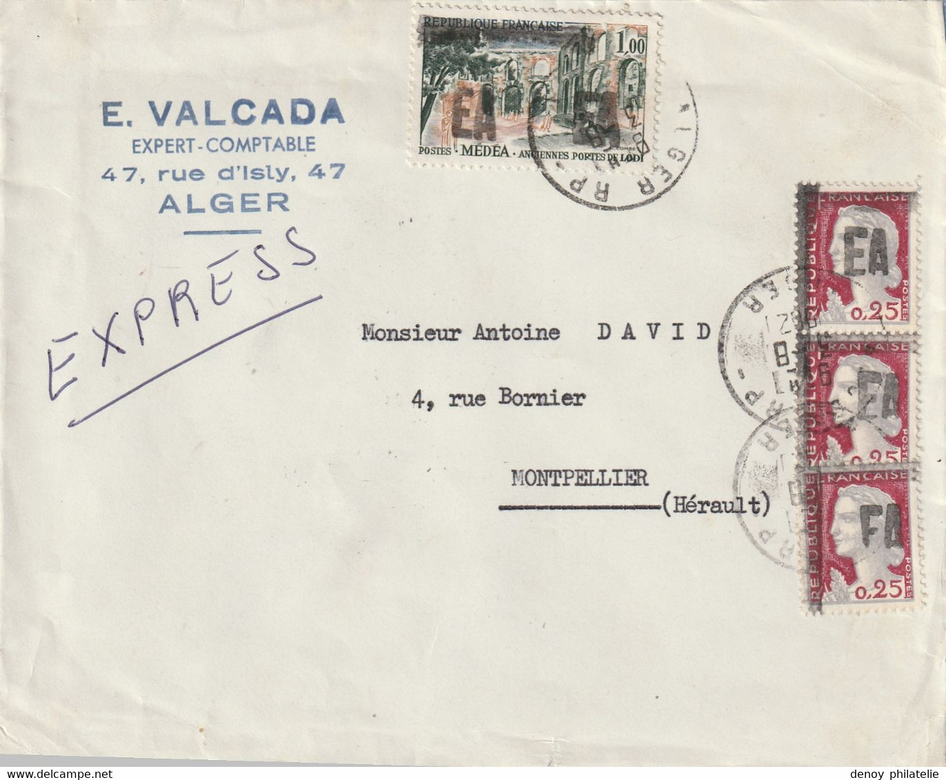 France Marianne De Décaris Surchargée EA Sur Enveloppe Express Pour Montpellier Du 7 Aout 1962 - 1960 Marianne (Decaris)