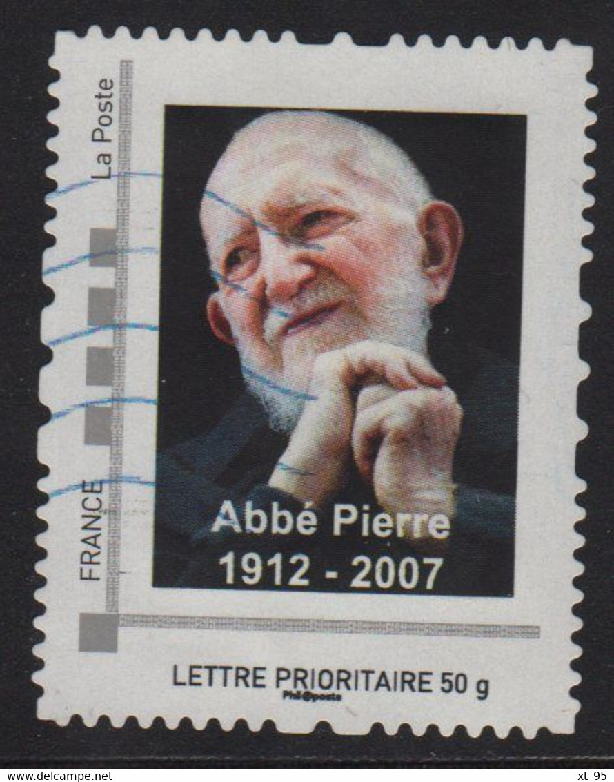Timbre Personnalise Oblitere - Lettre Prioritaire 50g - Abbe Pierre - Gebruikt