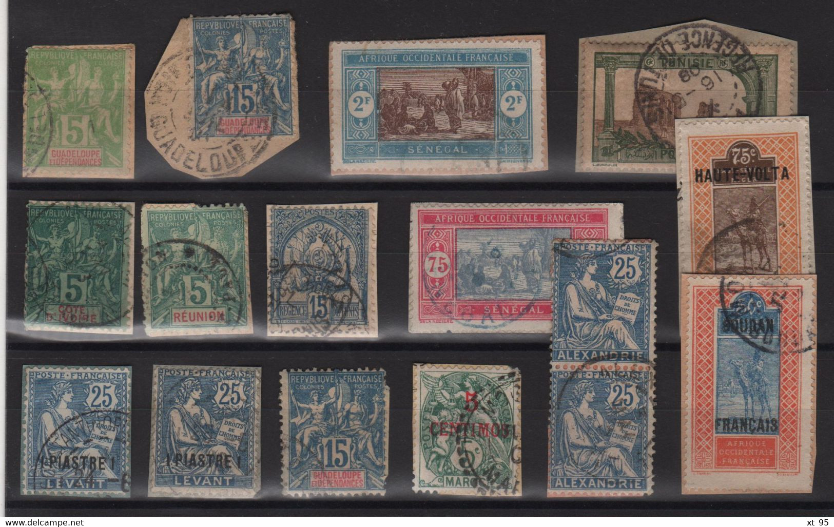 Colonies Francaises - 15 Timbres Sur Fragment - Other & Unclassified