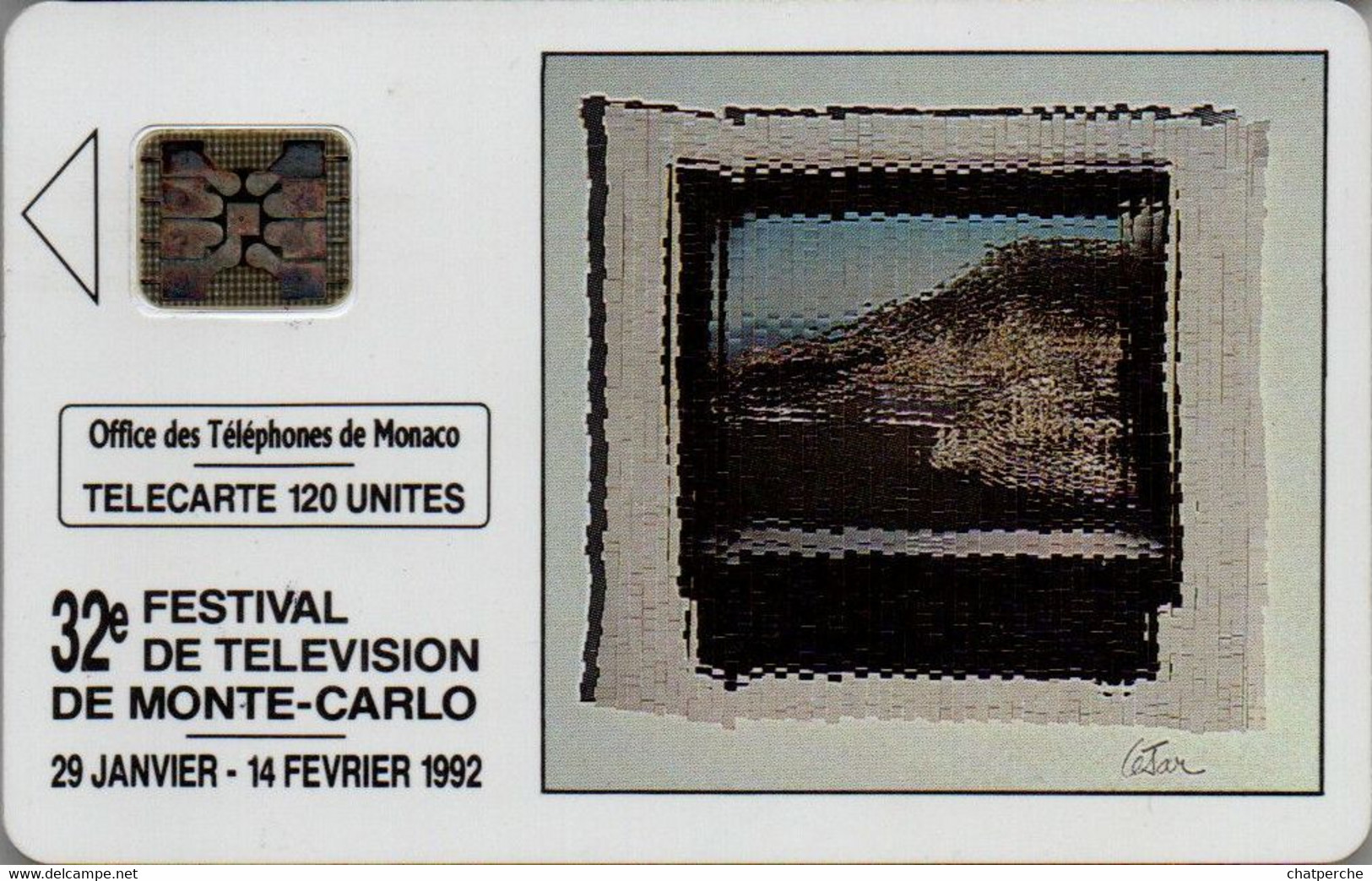 TÉLÉCARTE PHONECARD MONACO OFFICE DES TÉLÉPHONES 32 EME FESTIVAL DE TÉLÉVISION 1992 120 UNITÉS UTILISÉE - Mónaco