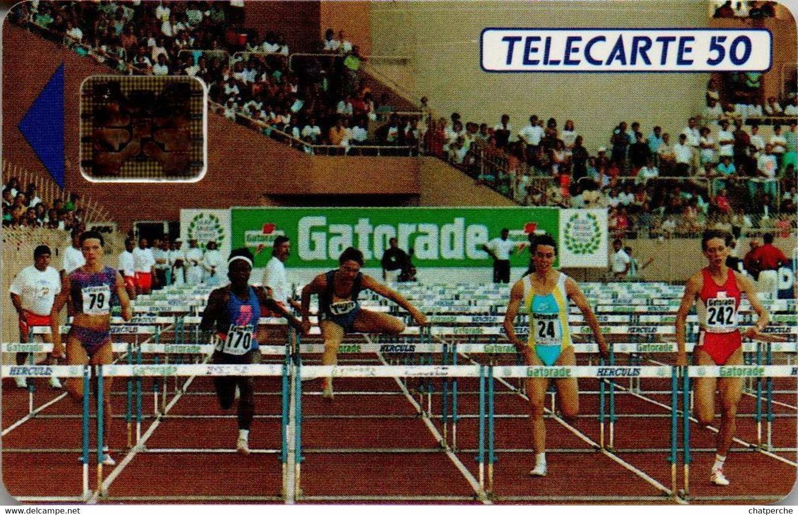 TÉLÉCARTE PHONECARD MONACO OFFICE DES TÉLÉPHONES GATORADE ATHLÉTISME COURSE HAIES SAUT HAUTEUR  50 UNITÉS UTILISÉE - Monace