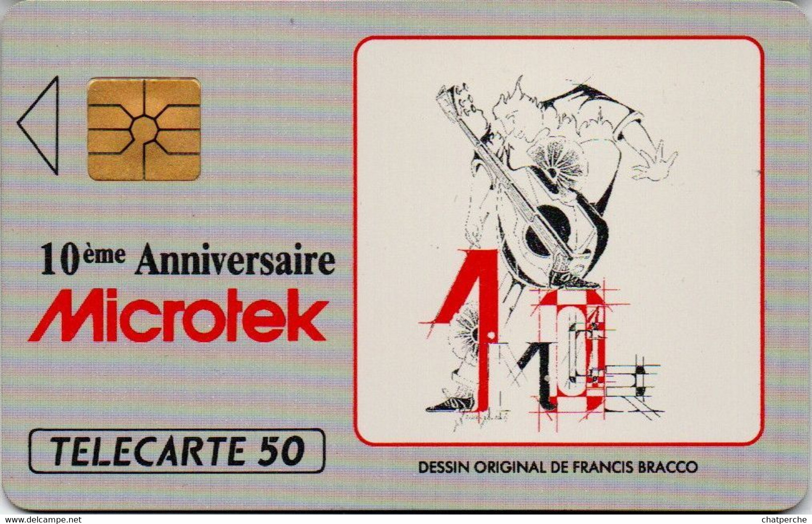 TÉLÉCARTE PHONECARD MONACO OFFICE DES TÉLÉPHONES 10 EME ANNIVERSAIRE DESSIN FRANCIS BRACO MICROTECK   50 UNITÉS UTILISÉE - Monace