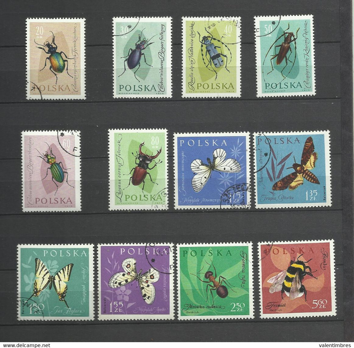 Pologne   YT  Oblitérés 1140/51 Insectes Papillons Fourmi Bombus  Butterfly  Poland Polska Polen - Autres & Non Classés