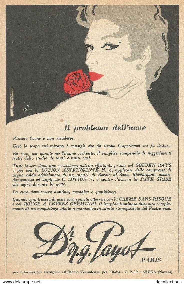 # Dr. PAYOT (type 6) CREME HYDRATANTE 1950s Advert Pubblicità Publicitè Reklame Cream Creme Hydratante Protector Beautè - Sin Clasificación