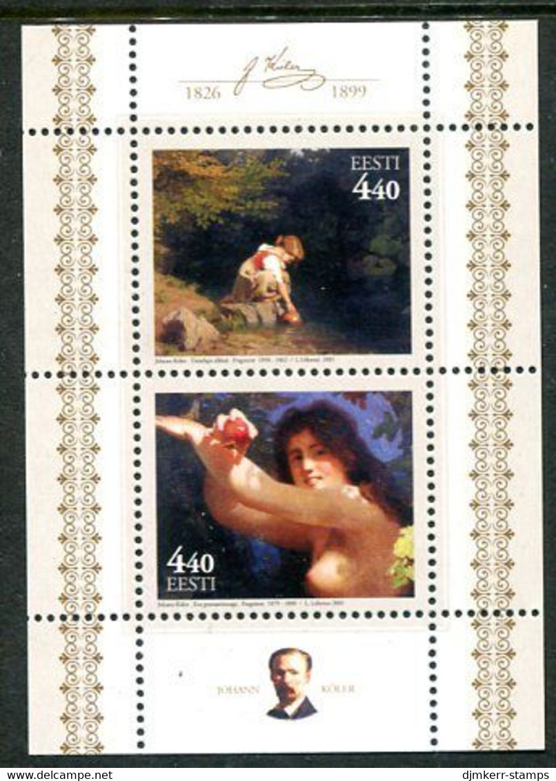 ESTONIA 2001 Köler Paintings Block,   MNH / **.  Michel Block 15 - Estonie